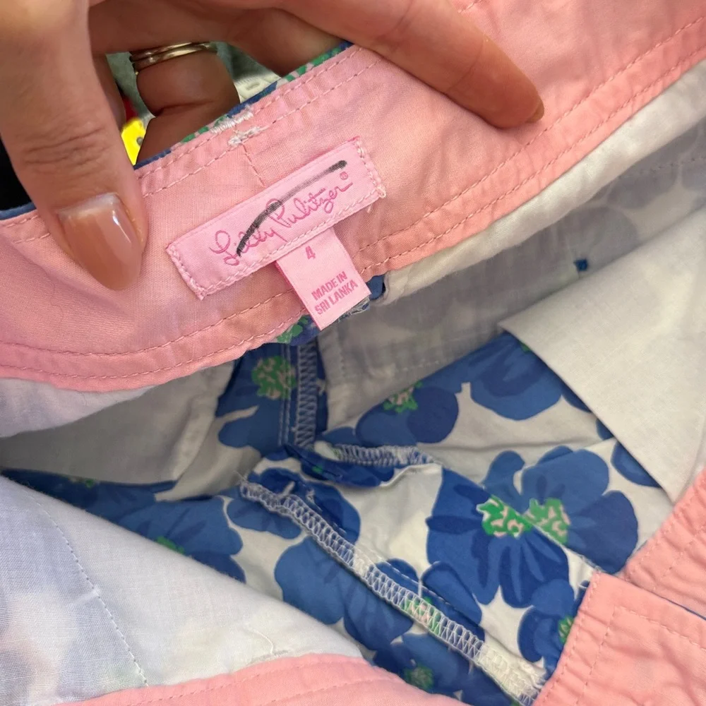 C11 Lilly Pulitzer‎ Callahan Shorts Blue Pansy Print